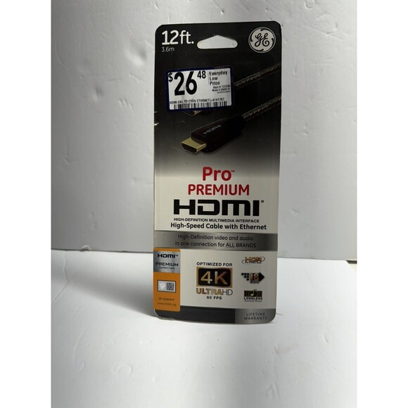 NEW! GE 38768 12ft Pro Premium HDMI Optimized for 4K”‎ - Picture 1 of 7